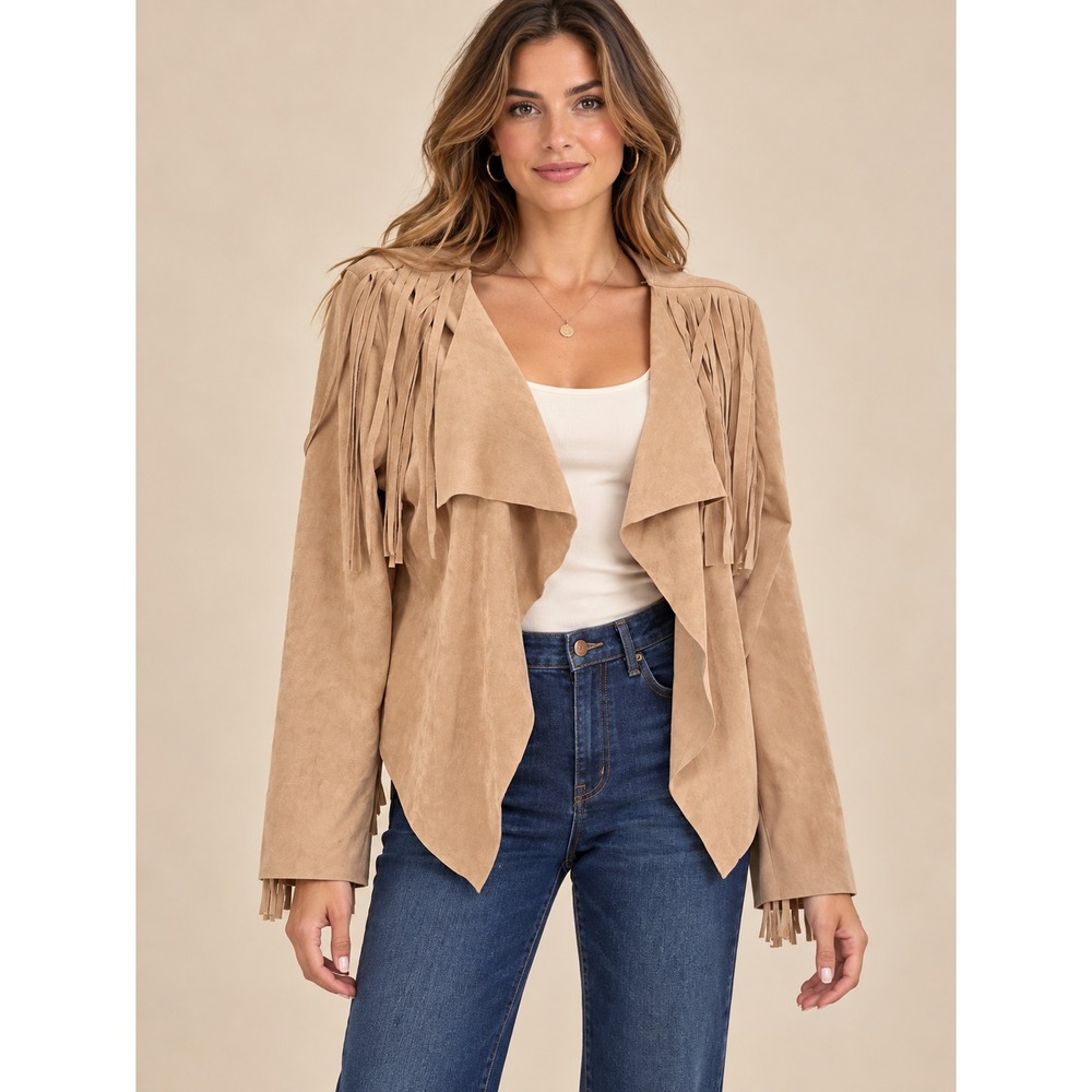Fringe Jacket Long Sleeve asymmetrical Western country boho fall statement